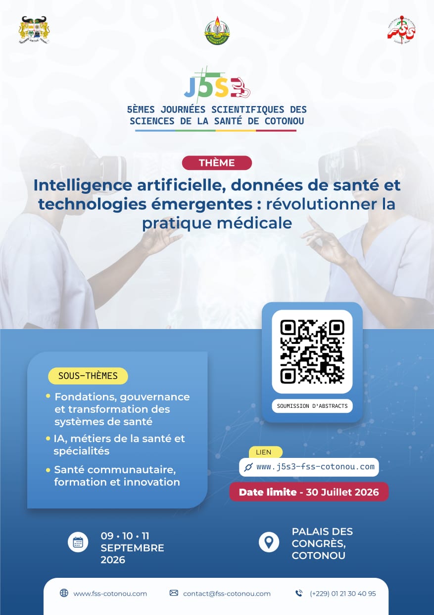 Affiche officielle des 5èmes Journées Scientifiques des Sciences de la Santé de Cotonou